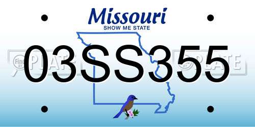 03SS355 Missouri License Plate