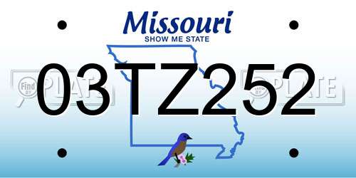 03TZ252 Missouri License Plate