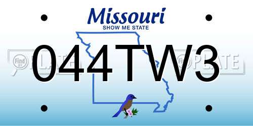 044TW3 Missouri License Plate