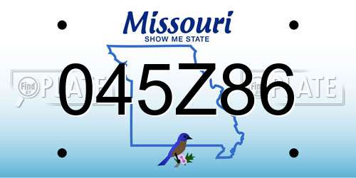 045Z86 Missouri License Plate