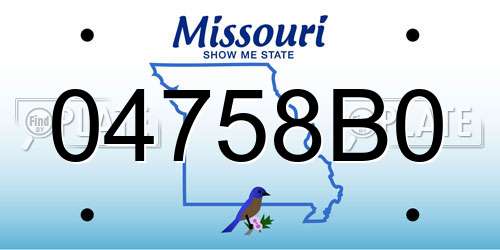 04758B0 Missouri License Plate