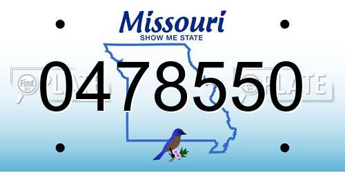 0478550 Missouri License Plate