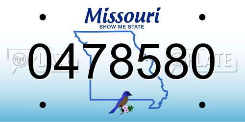0478580 Missouri License Plate