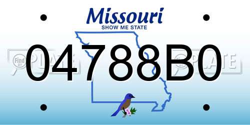04788B0 Missouri License Plate
