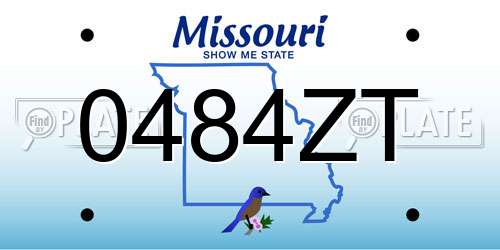 0484ZT Missouri License Plate