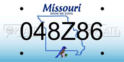 048Z86 Missouri License Plate