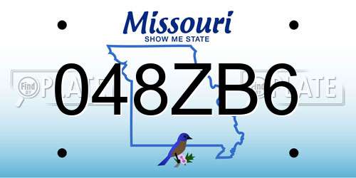 048ZB6 Missouri License Plate