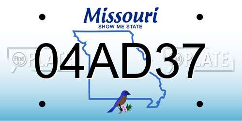 04AD37 Missouri License Plate