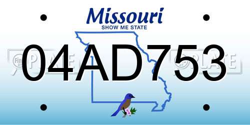 04AD753 Missouri License Plate