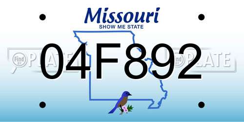04F892 Missouri License Plate
