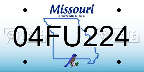 04FU224 Missouri License Plate