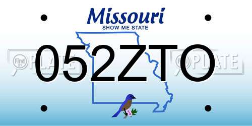 052ZTO Missouri License Plate