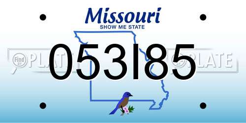 053I85 Missouri License Plate