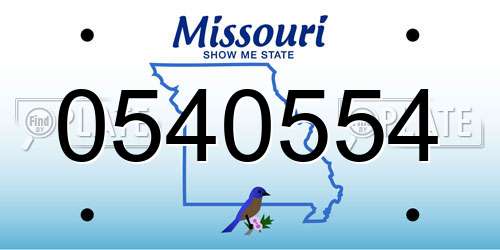 0540554 Missouri License Plate