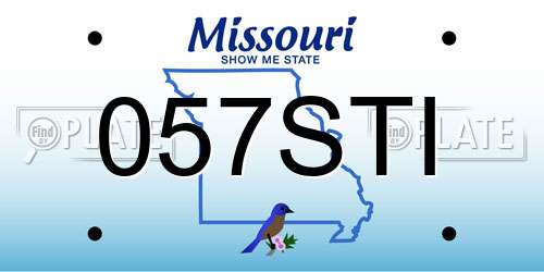057STI Missouri License Plate