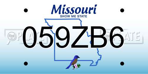 059ZB6 Missouri License Plate