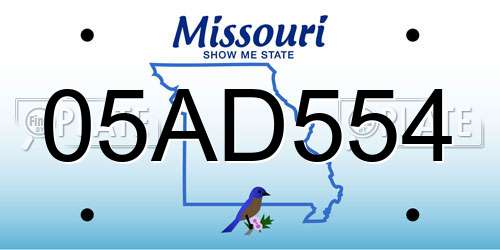 05AD554 Missouri License Plate