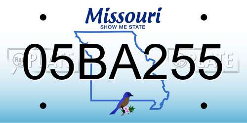 05BA255 Missouri License Plate
