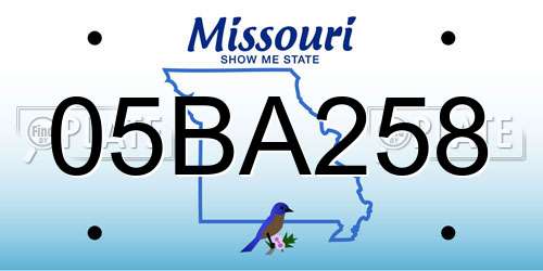 05BA258 Missouri License Plate