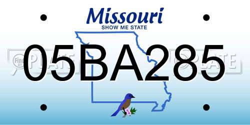 05BA285 Missouri License Plate