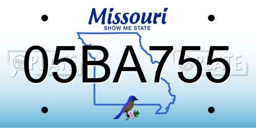 05BA755 Missouri License Plate