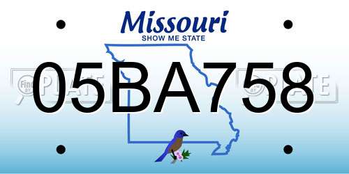 05BA758 Missouri License Plate