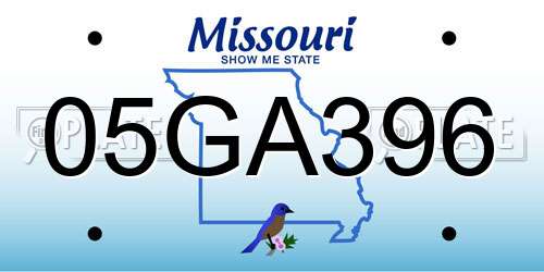 05GA396 Missouri License Plate