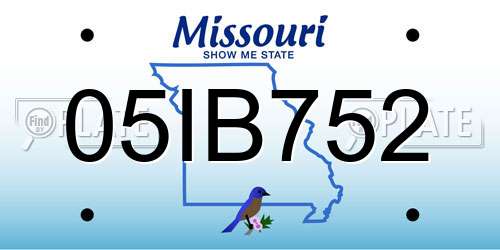 05IB752 Missouri License Plate