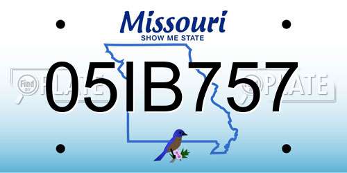 05IB757 Missouri License Plate