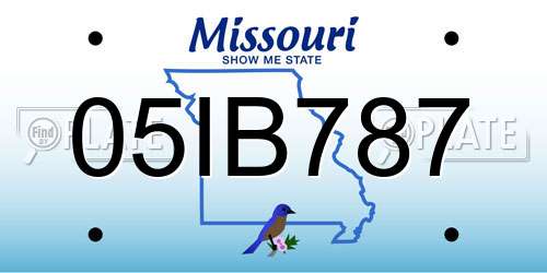 05IB787 Missouri License Plate