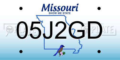 05J2GD Missouri License Plate