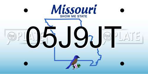 05J9JT Missouri License Plate