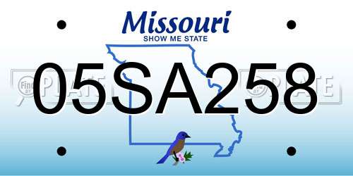 05SA258 Missouri License Plate