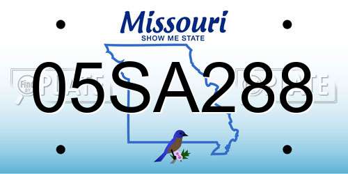 05SA288 Missouri License Plate