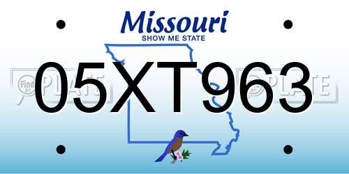 05XT963 Missouri License Plate