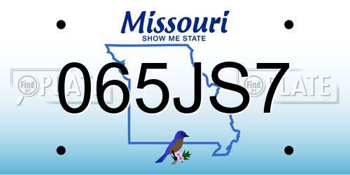 065JS7 Missouri License Plate