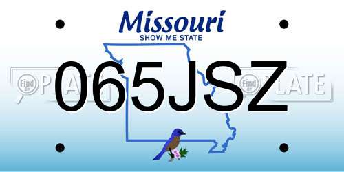065JSZ Missouri License Plate