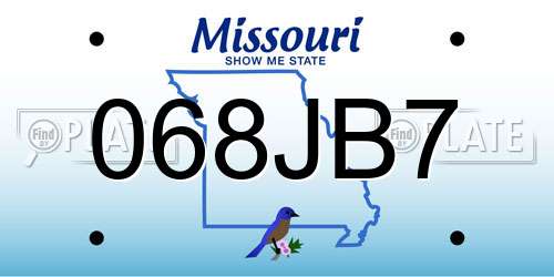 068JB7 Missouri License Plate