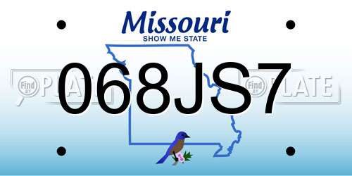 068JS7 Missouri License Plate