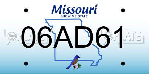 06AD61 Missouri License Plate