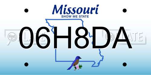 06H8DA Missouri License Plate