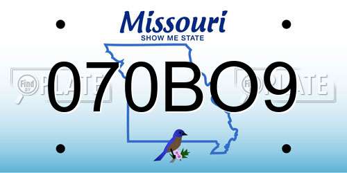 070BO9 Missouri License Plate