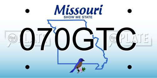 070GTC Missouri License Plate