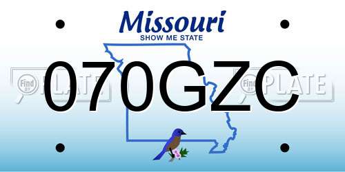070GZC Missouri License Plate