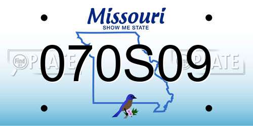070S09 Missouri License Plate