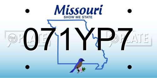 071YP7 Missouri License Plate