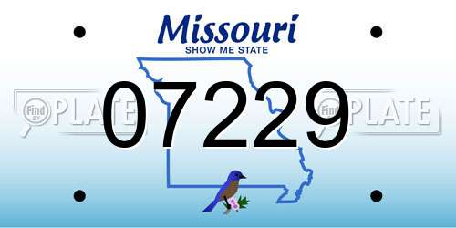 07229 Missouri License Plate