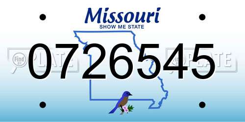 0726545 Missouri License Plate