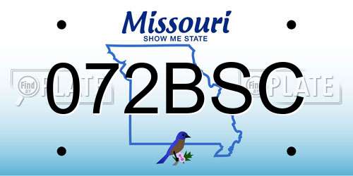 072BSC Missouri License Plate