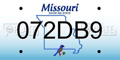 072DB9 Missouri License Plate
